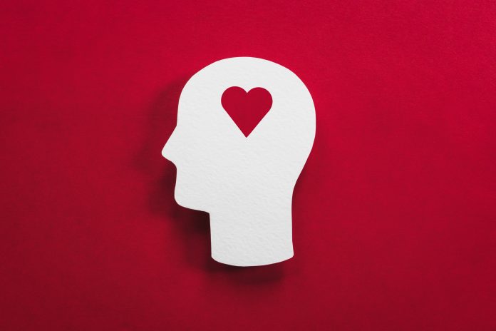 Heart in head symbol for love,affection, psychology and addiction concept