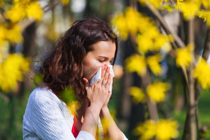 Woman with spring flu