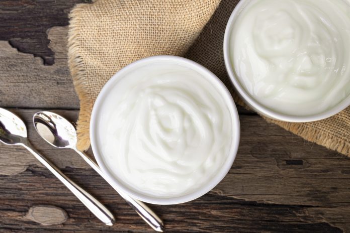 Yogurt In white glass
